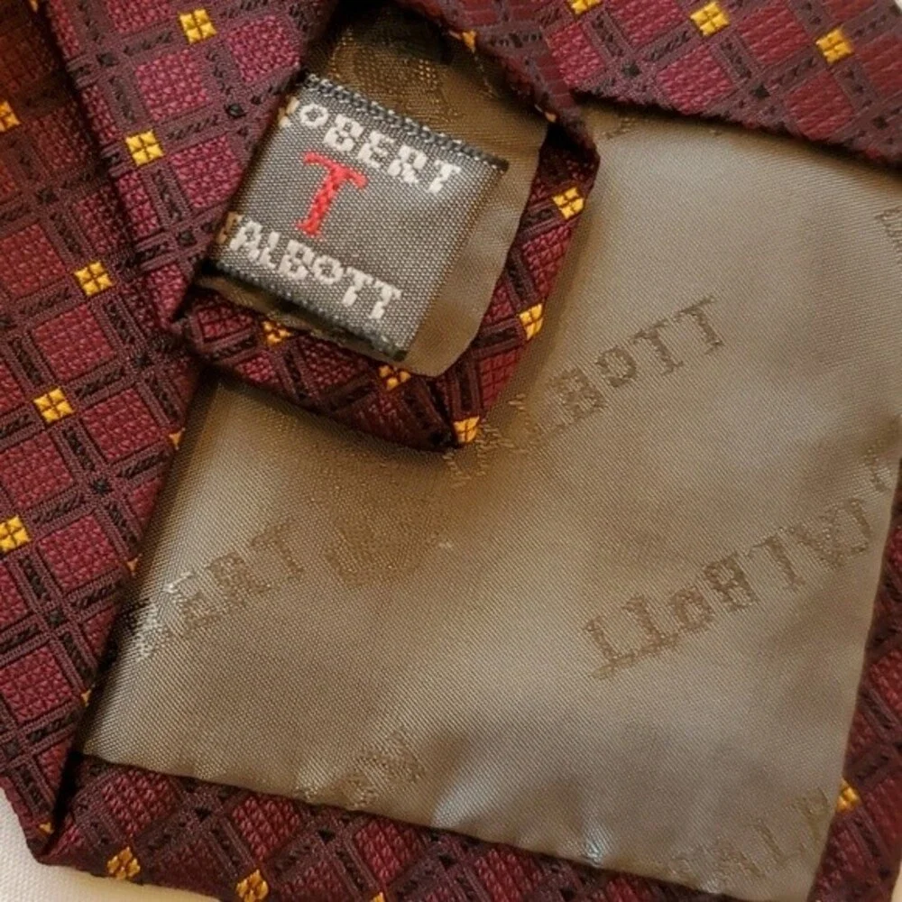 ROBERT TALBOTT SILK TIE MAROON BLACK GOLD 4